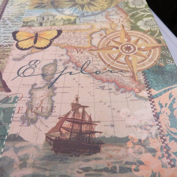 Large  Paris / Maps deign w metal tag holder Punch Studio Gift Box Storage Box - Picture 6 of 13